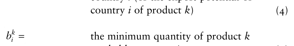 (4) country i of product k) k = bi the minimum quantity of product k