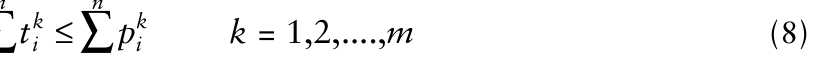 ≤ (8) k k k = 1,2,....,m t p
